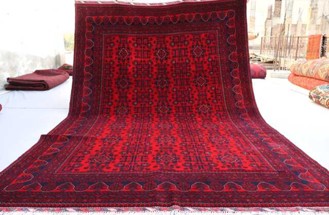 Afghan Rug 7x10 Stunning Turkmen Bukhara Rug, Veg Dyes Red Hand Knotted Wool Khal Muhammadi Tribal Oriental Living Room - image 1