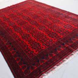 Afghan Rug 7x10 Stunning Turkmen Bukhara Rug, Veg Dyes Red Hand Knotted Wool Khal Muhammadi Tribal Oriental Living Room - thumbnail 2
