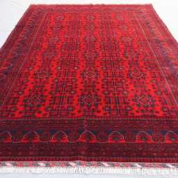 Afghan Rug 7x10 Stunning Turkmen Bukhara Rug, Veg Dyes Red Hand Knotted Wool Khal Muhammadi Tribal Oriental Living Room - thumbnail 3