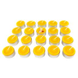 20 Tea Lights Made From 100% Beeswax, Handmade, Golden Yellow Natural Candle -Height 2 cm -Diameter Approx. 4 -Burning Time Hours Per - thumbnail 1