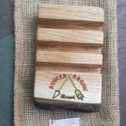 Personalized Rustic Wood Business Card Holder - Engraved Office Gift - thumbnail 4