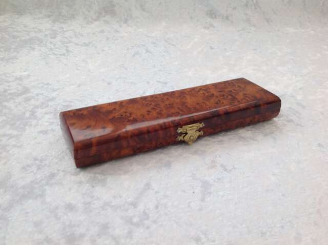 Moroccan Style Handmade Double Pen Box in Araar Wood With Two Pens - image 1