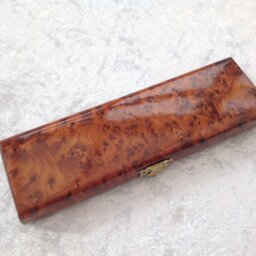 Moroccan Style Handmade Double Pen Box in Araar Wood With Two Pens - thumbnail 2