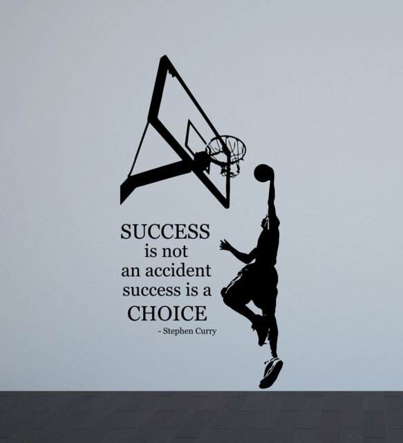 Stephen Curry Wall Decal Quote Success Is Not An Accident Basketball Poster Player Gifts Sign Gym Vinyl Sticker Sport Decor Art 6-0/1 - image 1