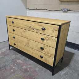 Industrial Solid Wood Chest Of Drawers With Steel Frame - thumbnail 4