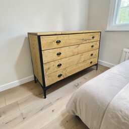 Industrial Solid Wood Chest Of Drawers With Steel Frame - thumbnail 2
