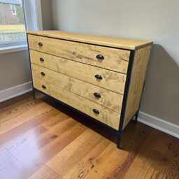 Industrial Solid Wood Chest Of Drawers With Steel Frame - thumbnail 1