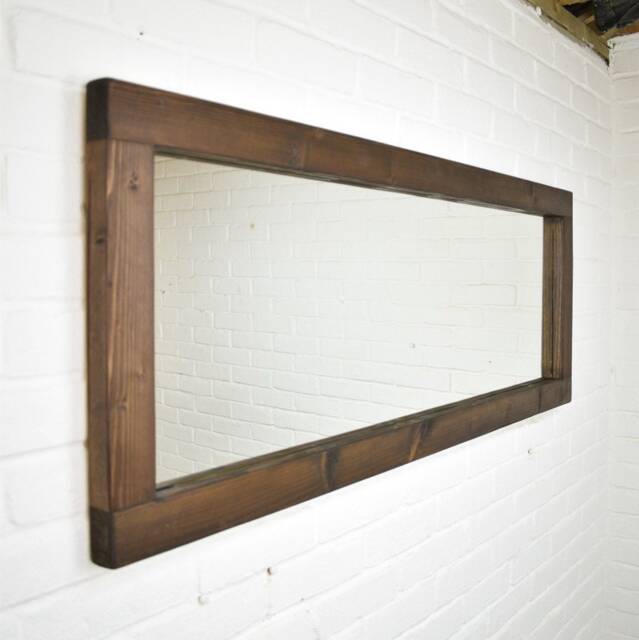 Wood Mirror - 7cm X 5cm Main Image Dark Walnut Smooth Design Chunky Driftwood Style Chic - image 1