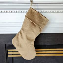 Camel Tan Gold Velvet Christmas Stocking, Made To Order - thumbnail 3