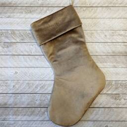 Camel Tan Gold Velvet Christmas Stocking, Made To Order - thumbnail 2