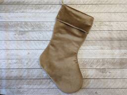 Camel Tan Gold Velvet Christmas Stocking, Made To Order