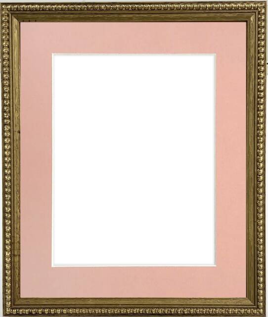 Crown Gold Photo Frame With Pink Mount, Wooden Bobbin Distressed - image 1