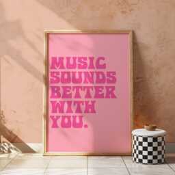 Music Sounds Better With You Print Retro Lyric Poster - thumbnail 1