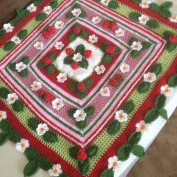 Crochet 3D Strawberry Blanket...irish Crochet Baby Blanket - thumbnail 4
