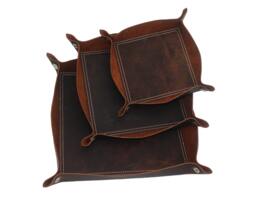 Personalized Leather Valet Tray Set Handmade Full-Grain Desk Organizer - thumbnail 1