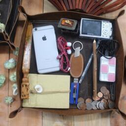 Personalized Leather Valet Tray Set Handmade Full-Grain Desk Organizer - thumbnail 3