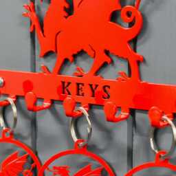 Welsh Dragon Key Holder Hooks With Trio Of Matching Keyring Gift Set - thumbnail 2