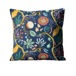 Scion, Jackfruit & The Beanstalk, Navy Cotton Cushion Cover, Throw Pillow Home Decor - thumbnail 1