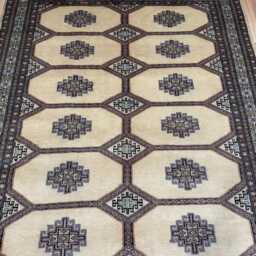 4.6x6.6 Beige Color Bokhara Rug - 1.40x2.00 Bedroom Luxury Area Turkish Fine Quality Afghan - thumbnail 3