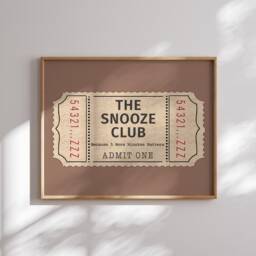 Valentines Gift For Him Funny Wall Art Print , The Snooze Club, Because 5 More Minutes Matters Poster - thumbnail 1
