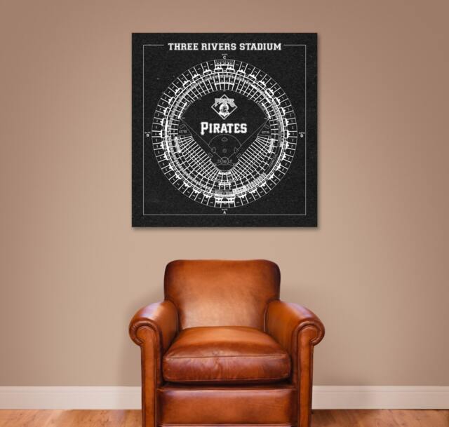 Three Rivers Stadium Blueprint Art Print Pittsburgh Pirates Mlb, Vintage Style - image 1