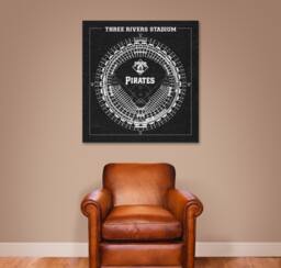 Three Rivers Stadium Blueprint Art Print Pittsburgh Pirates Mlb, Vintage Style - thumbnail 1