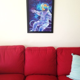 Starfish 18x24 Print - Beautiful Colorful Stars Fish Astronaut Space Goldfish Abstract Cosmos Original Illustration Acrylic Painting - thumbnail 2