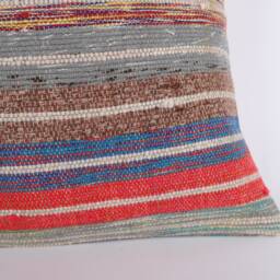 Handwoven Turkish Kilim Pillow 16x16 Vintage Boho Cushion Cover - thumbnail 2