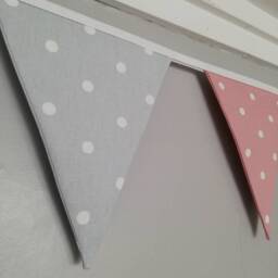 Grey & Pink Fabric Bunting, With White Spots - 2, 3 Or 4 Metres - thumbnail 3