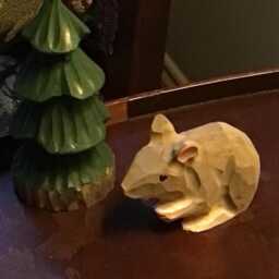 Wooden Christmas Tree Figurine - Hand-Carved Rustic Holiday Decor - thumbnail 3