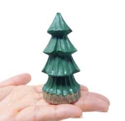Wooden Christmas Tree Figurine - Hand-Carved Rustic Holiday Decor