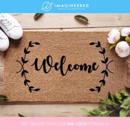 Custom Welcome Doormat/Leaf Border Door Mat New Home Gift Housewarming Nature Inspired - thumbnail 1