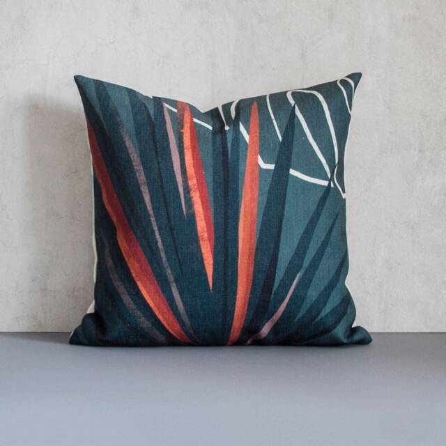 Colourful Tropical Leaf Pillow Cover, Abstract Throw Pillow, Green Decorative Cushion - image 1