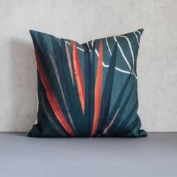 Colourful Tropical Leaf Pillow Cover, Abstract Throw Pillow, Green Decorative Cushion - thumbnail 1