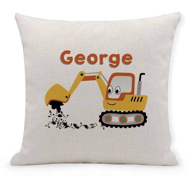 Personalized Digger Cushion Cover, Kids Room Decor - 40cm - image 1