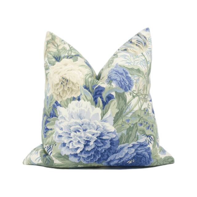 Sanderson - Devonshire Place Blue/Cream Green Pretty Classic Floral Cushion Cover Handmade Throw Pillow Designer Home D??cor - image 1