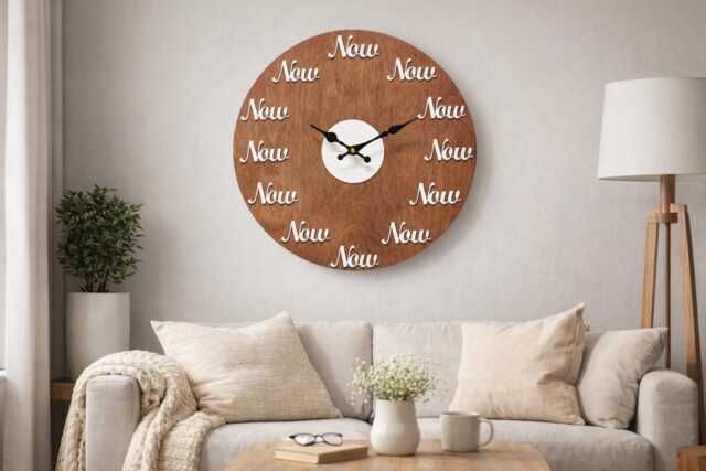 Now Wall Clock - Minimalist Wood - image 1