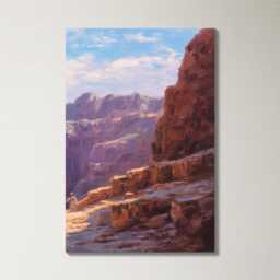 Petra Treasury 3 Panel Split Canvas Wall Art Ancient Rose-Red Rock Jordan Desert Landscape Oil Painting Framed Home Decor - thumbnail 4