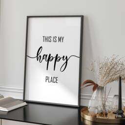 This Is My Happy Place Wall Art Print Typography Quote Living Room Bedroom Home Decor Modern Minimalist Positive Inspirational Gift Present - thumbnail 2