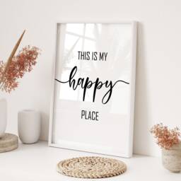 This Is My Happy Place Wall Art Print Typography Quote Living Room Bedroom Home Decor Modern Minimalist Positive Inspirational Gift Present - thumbnail 3