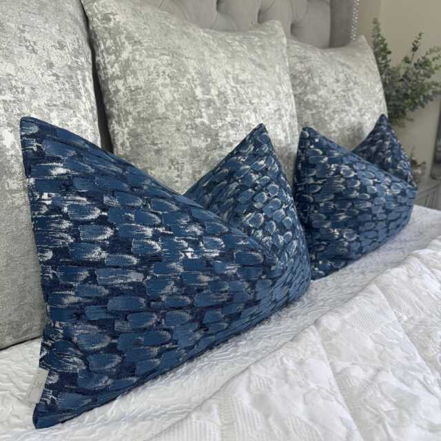 "Meteor Luxury Navy Cushion Cover, 12"" X 20" - image 1