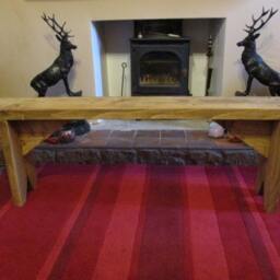 3 Seater Long Bench Handmade Wooden Bespoke Chunky Solid Rustic Farmhouse 140cm - thumbnail 3