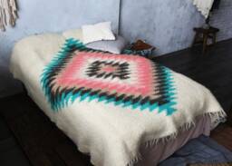 Handmade Wool Weighted Blanket Chunky Knit Boho Bedspread