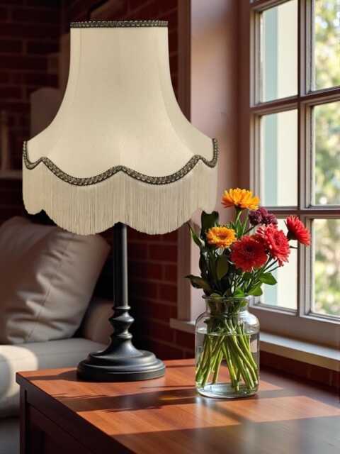 Traditional Cream Fabric Lampshade Handmade For Table & Floor Standard Lamp Bases, Wall Light Fixtures, Ceiling Fittings - image 1