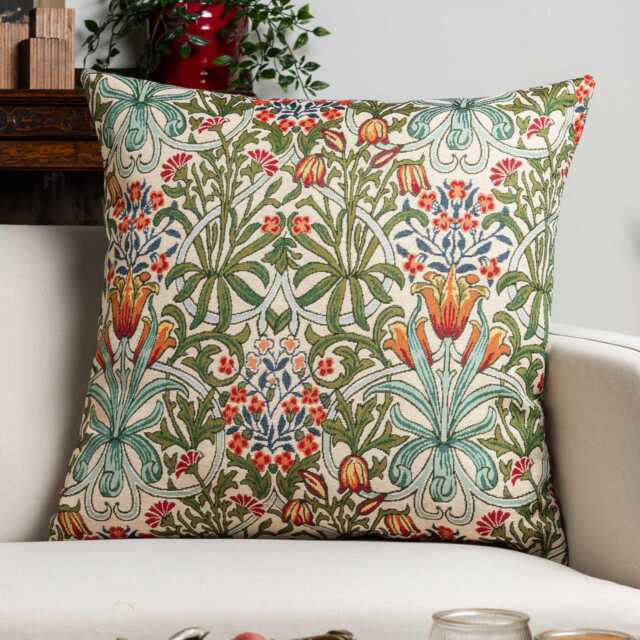 William Morris Woodland Weeds Tapestry Extra-Large Cushion. Millefleur Floral Emblems & Botanical Design. 23X23 - image 1