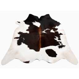 Authentic Black & White Cowhide Rug - Medium Natural Leather Skin For Elegant Interiors - 42x38 Inches - thumbnail 1