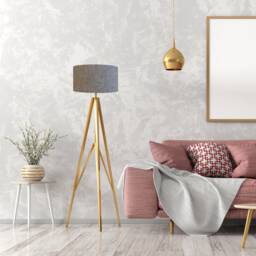 Grey Lampshade in Herringbone Tweed & Champagne Lining - thumbnail 3