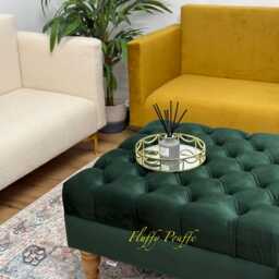 Caspian Chesterfield Velvet Footstool Square Ottoman Coffee Table - thumbnail 2