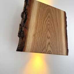Rustic Oak Led Wall Lamp, Wooden Light, Smart Home - thumbnail 2