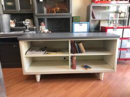 Steelcase Vintage Steel Open Credenza - Refurbished in Off White & Grey Top